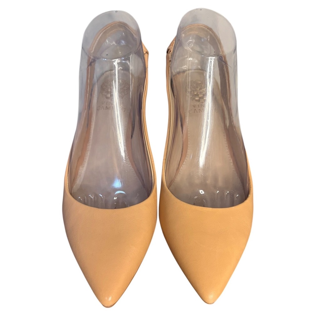Vince Camuto Tan Leather Slingback Block Heel Pump Pointed Women's Size 7M - Picture 2 of 7